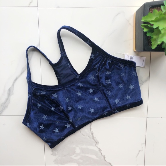 aerie Other - Aerie Blue And Silver Velvet Star Bralette NWT